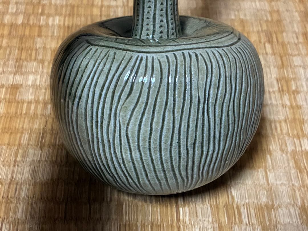 虫明焼 【黒井 千左】鶴首 花入 花瓶 共箱