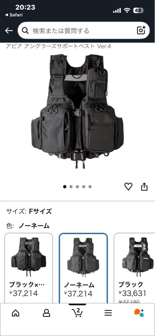 APIAアングラーズサポートベスト Ver.4 ノーネーム　極美品