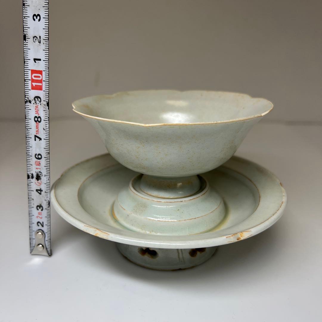 中国宋時代　影青盃、盃台　木箱付　高さ9㎝　東Y7-0709⭐︎2Fトコカ