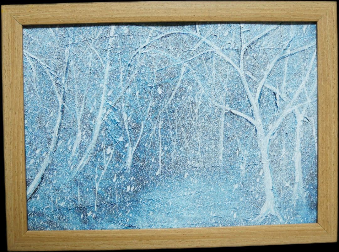 油絵 油彩 絵画 【吹雪の森】