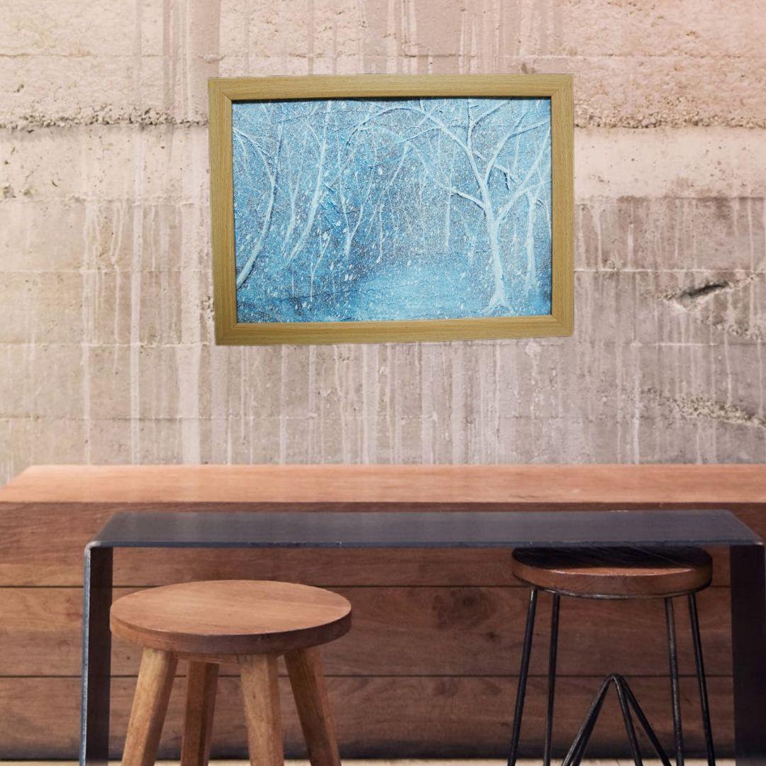 油絵 油彩 絵画 【吹雪の森】