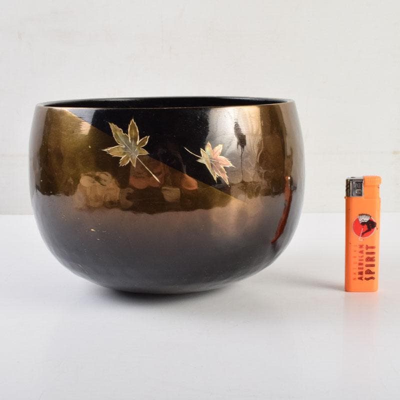 仏教美術　仏具　銅製鎚目　紅葉蒔絵　本手打　おりん　V　8937