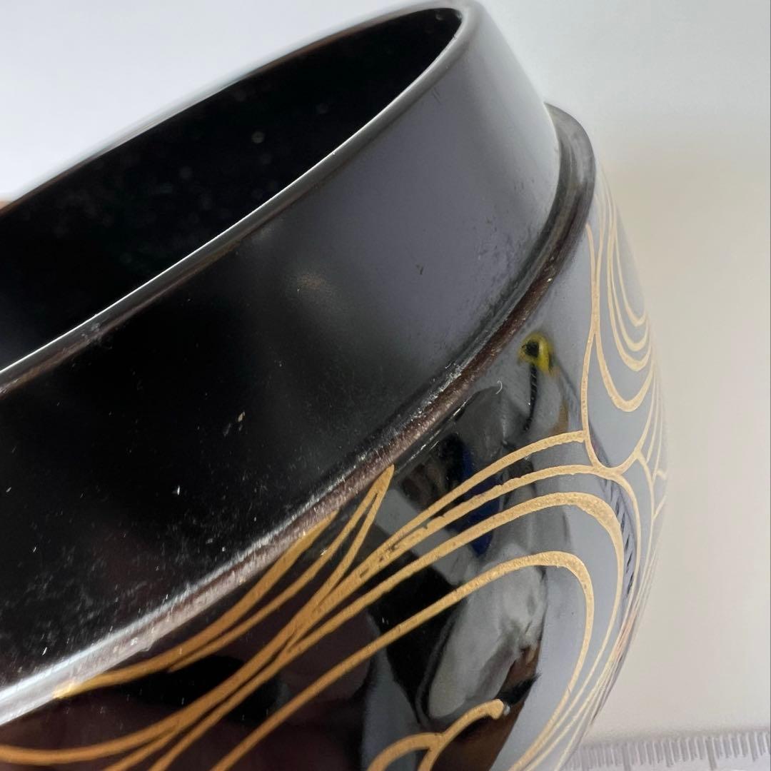 ☆茶3 高橋峯房造　流水千鳥　平棗　共箱　高さ5.5/口径7.4cm