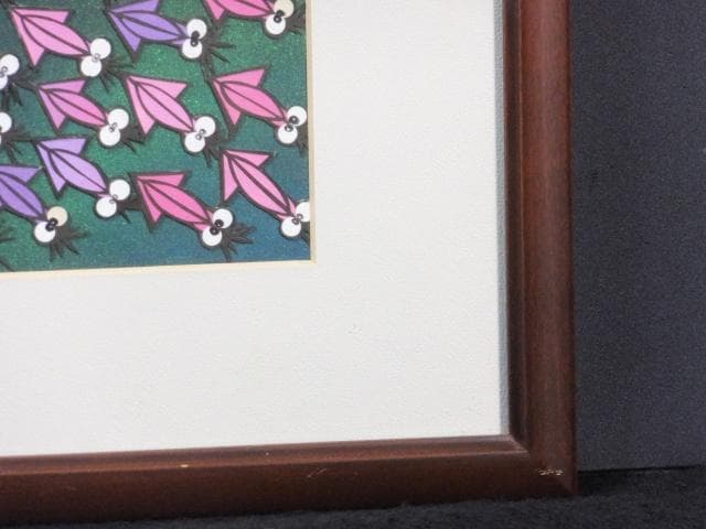 無署名　切絵　貼り絵『波昇蛍烏賊』切絵　貼り絵 0109E