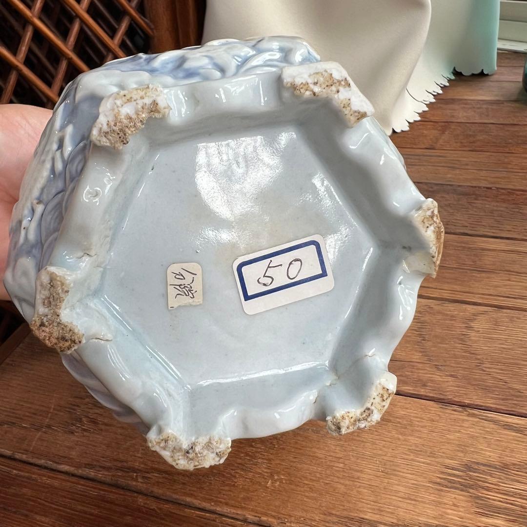 李朝 鹿 鶴 兎 亀 竹 梅 分院 朝鮮 骨董品 花瓶 壺 陶器 染付 染め付け