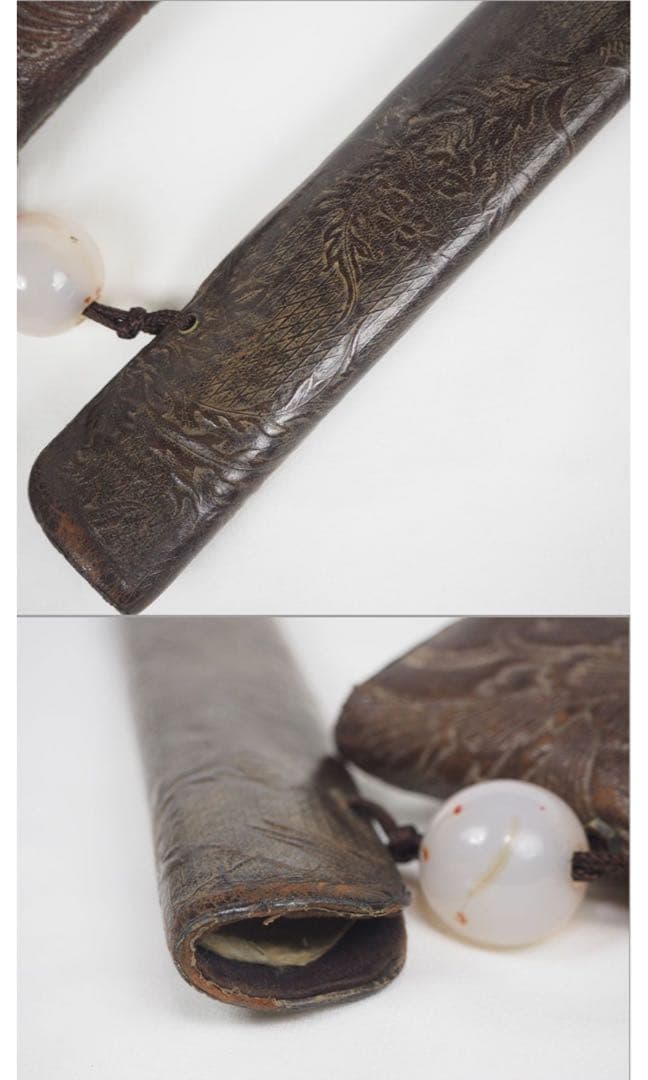 送料無料　上品　喫煙具　純銀製煙管　瑪瑙緒締玉　象嵌金具