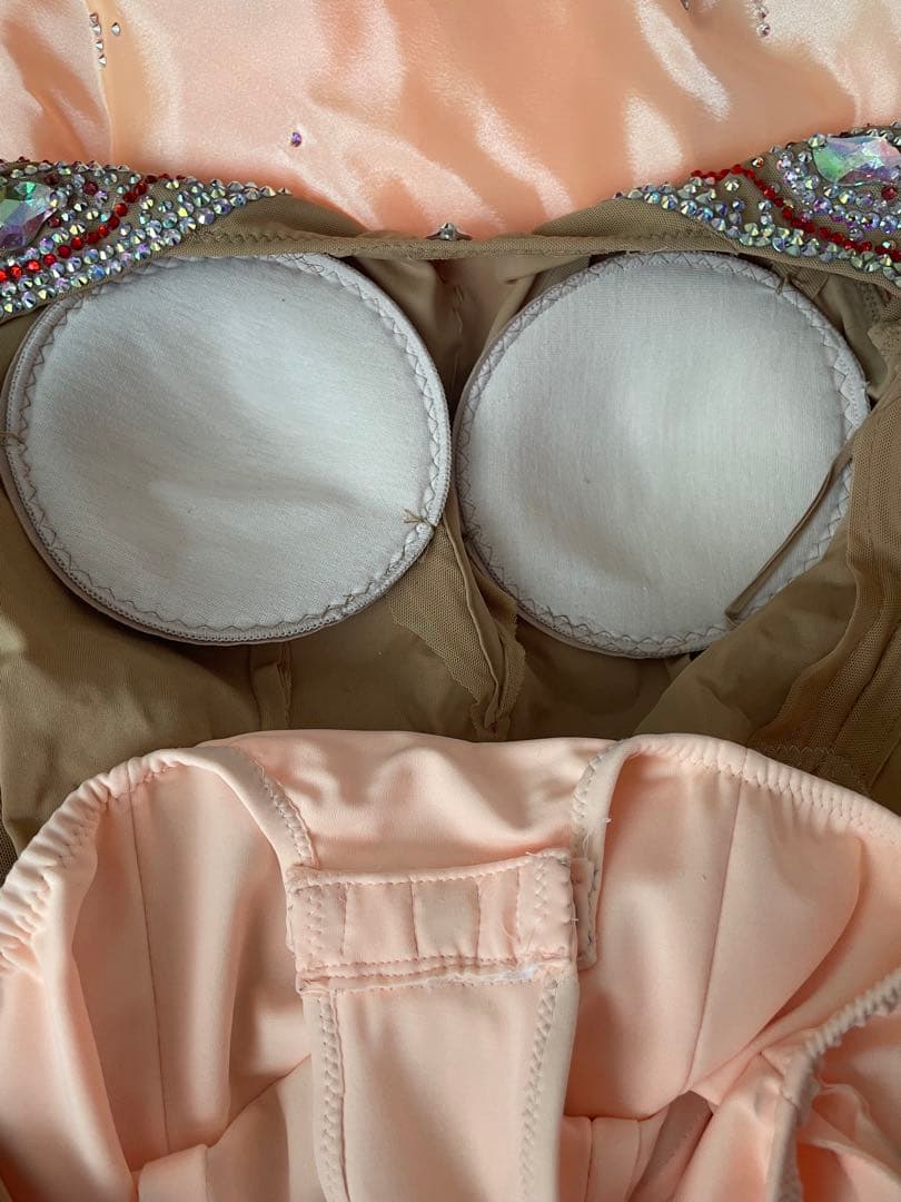 社交ダンス⭐️スタンダードドレス　オーダードレス　ベージュ＆オレンジ