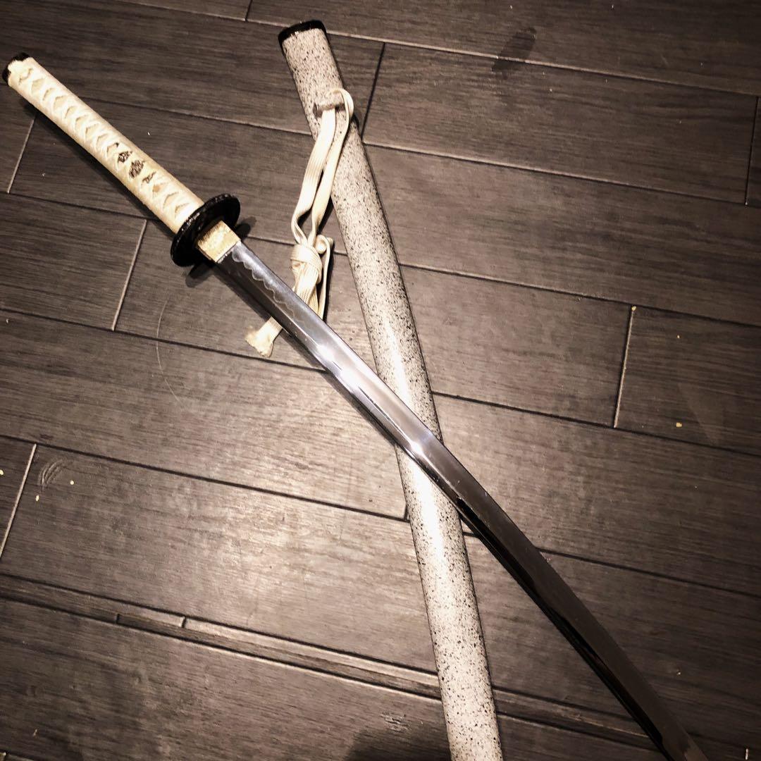 高級模造刀　白拵え　灰鞘　居合刀　太刀　本格模造刀