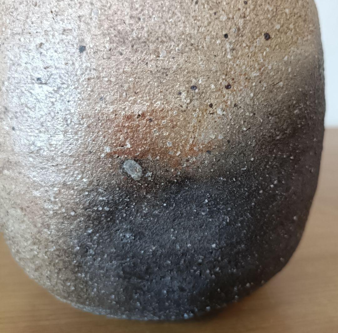 廣永窯 坪島土平作 伊賀大わび花入 灰被手　茶道具　伊賀焼花入