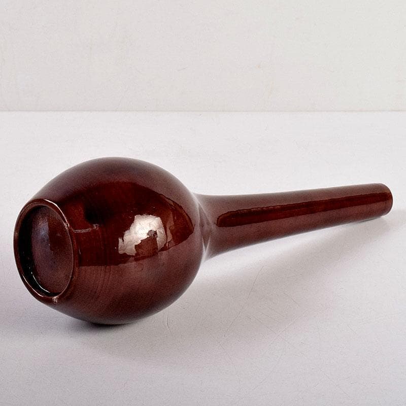 交趾焼　赤沢露石（修三）作　鶴首花入　花瓶　共箱　Z　8575