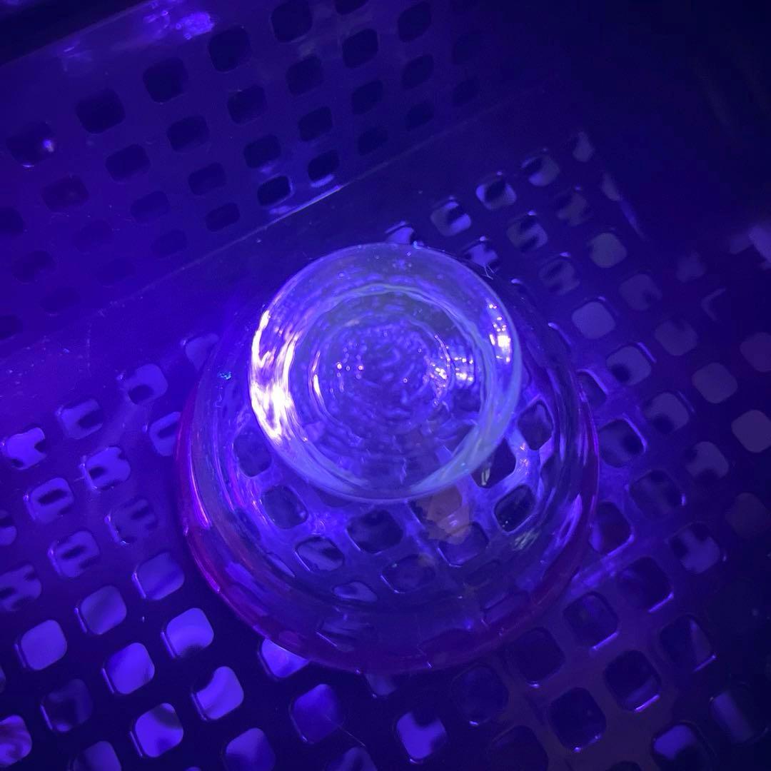 骨董　時代ガラス　金赤フチ　希少　桃色リップ　反り口　碗型　豆鉢　小鉢　氷鉢１客