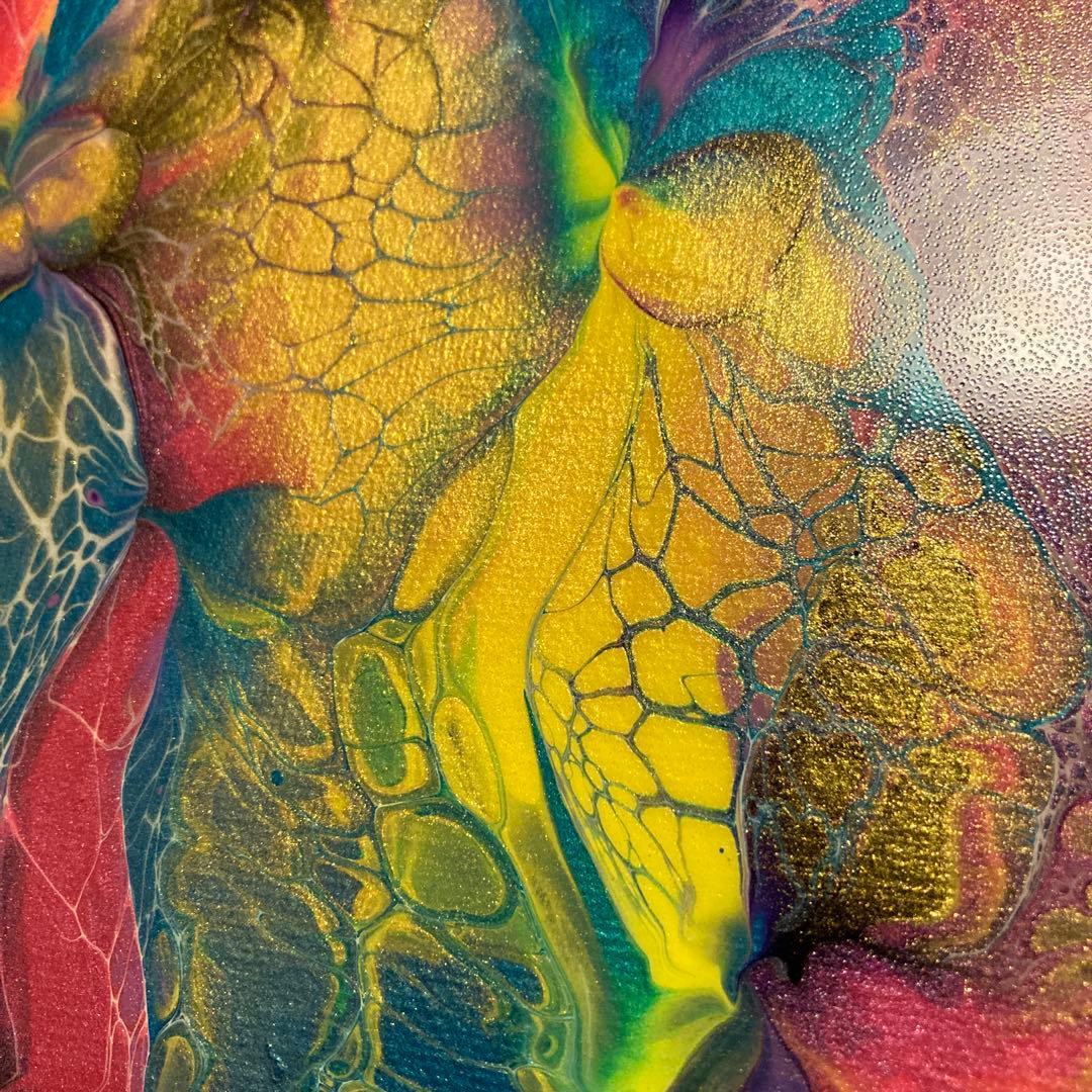 送料込み アクリルペイントアート  原画 ラメ カラフル