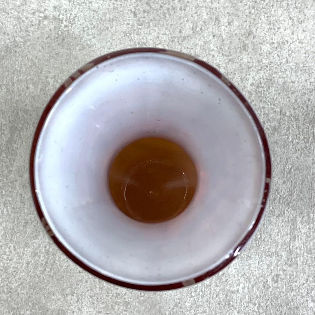 花瓶 高さ19.3 cm 赤茶 硝子 花生 アンティーク 吹きガラス