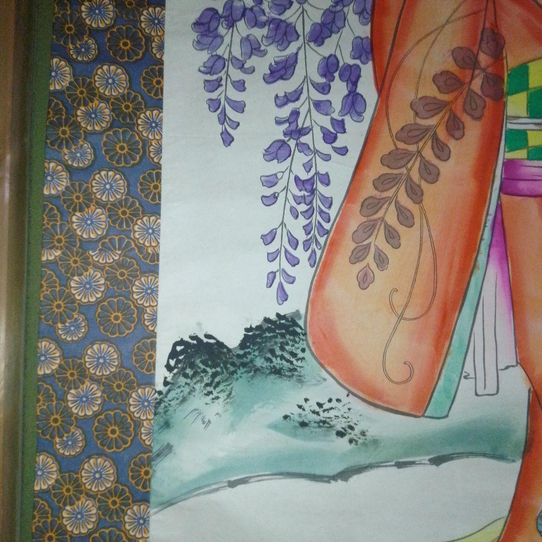 和風 掛け軸 花柄デザイン 藤娘 掛け軸