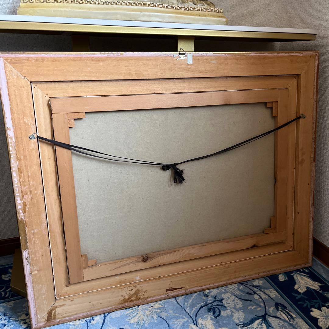 【更に値下げしました】花瓶の花 油彩画 大きめ 金色フレーム