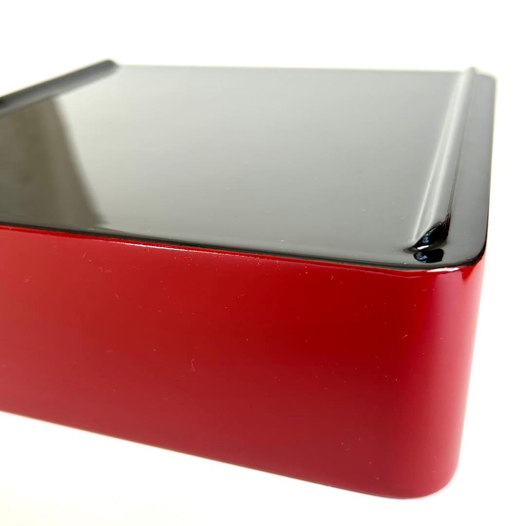 【美品】漆器 木製 漆塗り 重箱 三段重箱 三段重 お重 赤 日本製 モダン