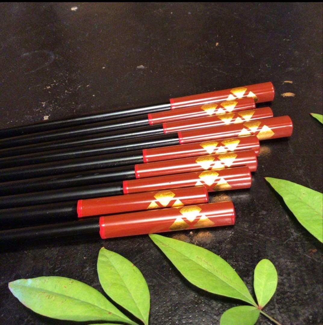 A1062 木製漆器　懐石道具　秀衡塗　椀　（丸三漆器）5客箸　5膳　揃え