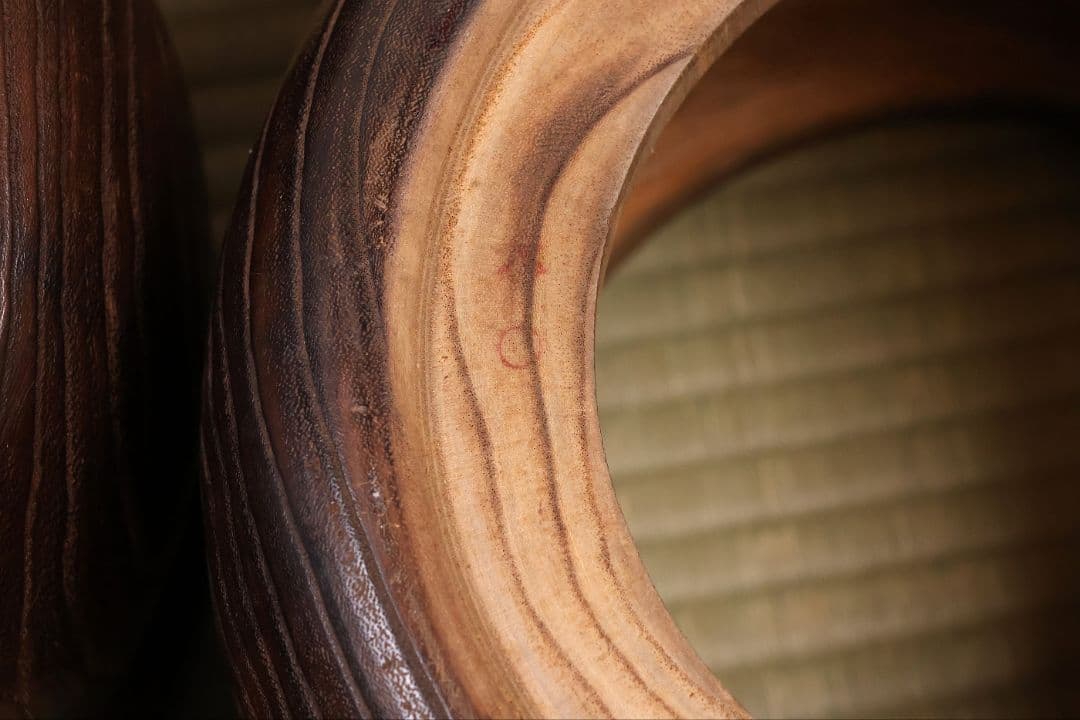 小菊蒔絵 桐火鉢 一対 幅29cm 草花 蝶 螺鈿 金蒔絵 古民具【MB104】