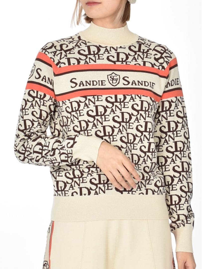 Sandie セットアップ　ロゴジャガードモックネックニット　ショートパンツ