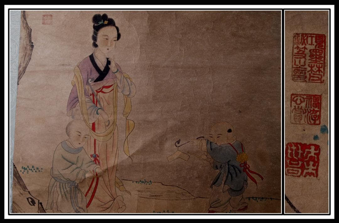 骨董市仕入れ品　中国明時代の掛軸 激安骨董品　肉筆保証　AK535A12-1