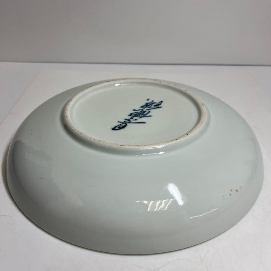 専用　中国景徳鎮　青絵青花大皿　箱付　直径25.8㎝　東Y8-0108⑤タウオ