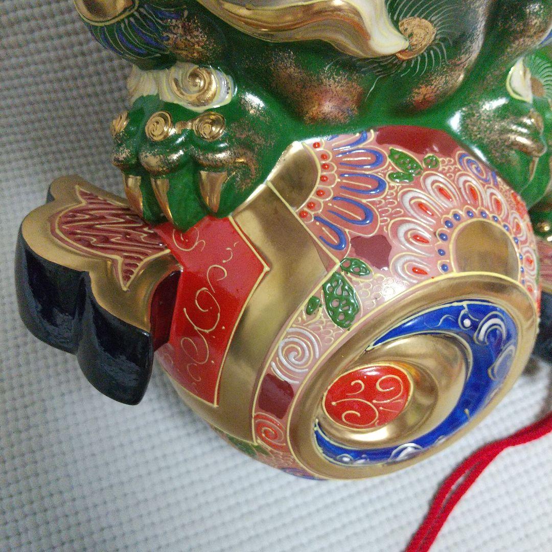 N*n様 打出の小槌♪30cm狛犬 レア色 金運/魔除け 九谷焼