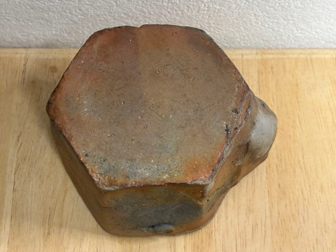 73.備前焼 宝瓶 登り窯 白梅 はくばい 六角 手びねり 急須