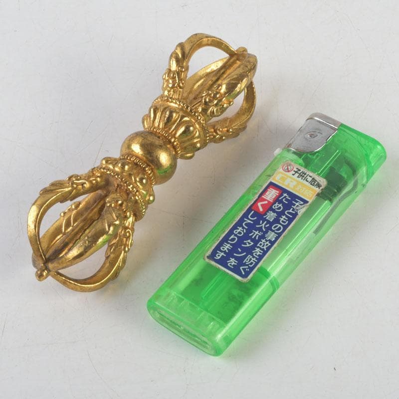 チベット密教法具　古銅鍍金　五鈷杵　金剛杵　V　9570