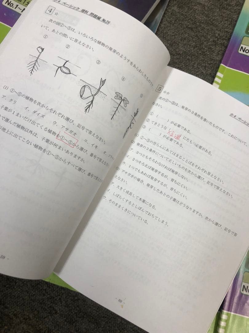 希学園　小4ベーシック算数/理科　第1～第4分冊　中古　2022年使用