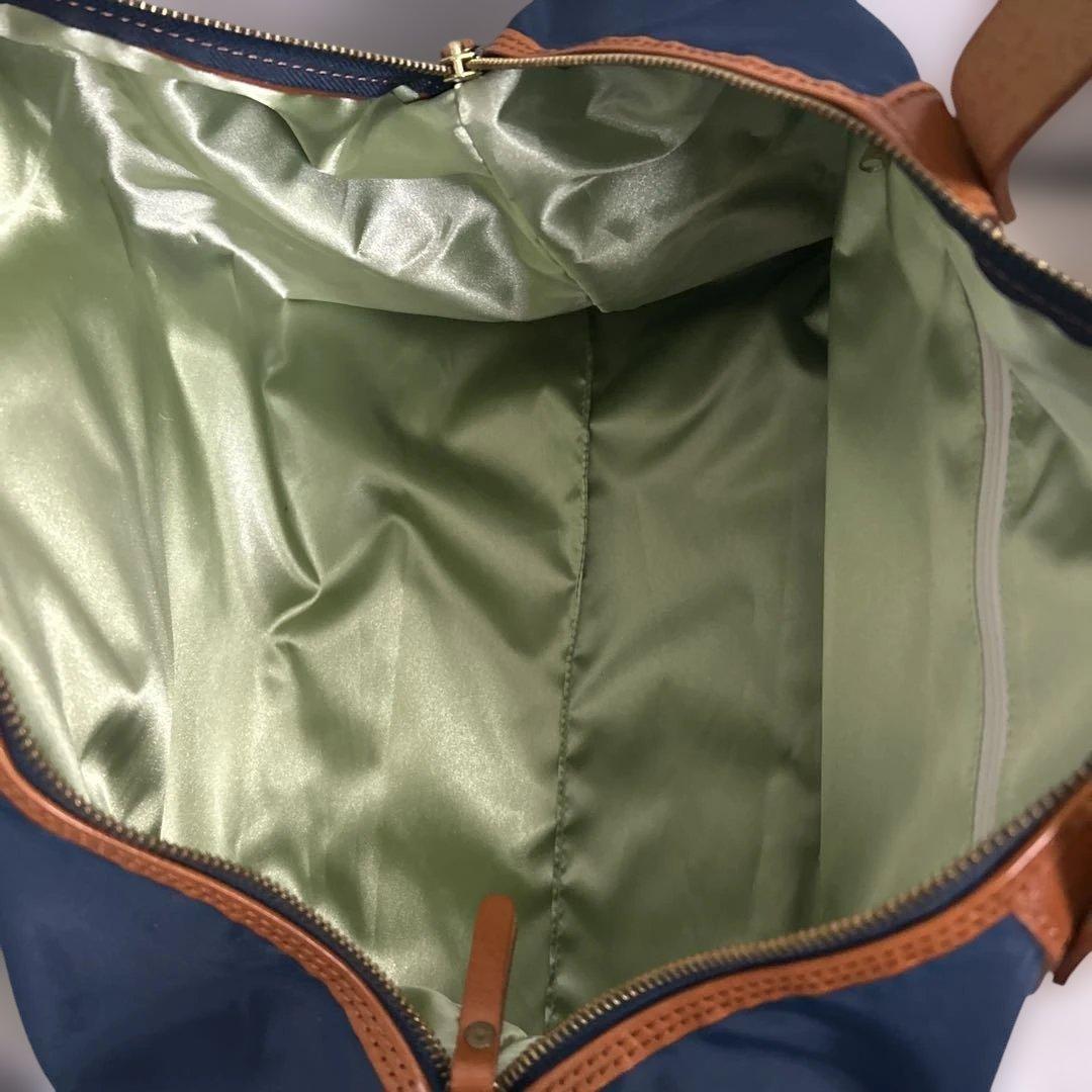 HALEINE アレンヌ　ボストンバッグ　ネイビー部分ヌメ革ユニセックス　美品