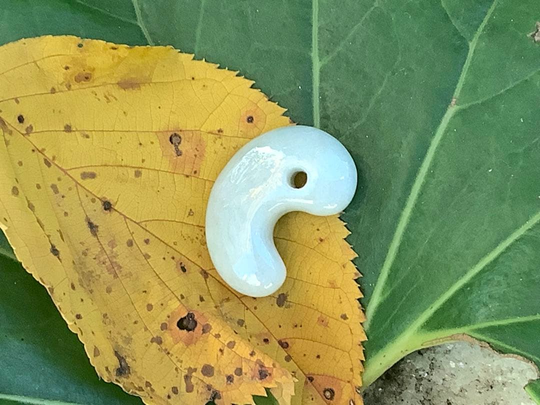 ✳アイスジェイド*淡緑色　１個お身近に　糸魚川翡翠ジェダイト勾玉 極上品　鑑別付