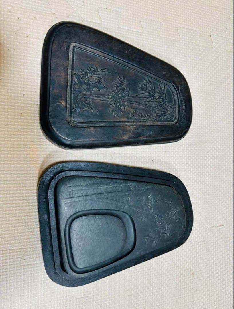 清時代　書道家 旧咸品 老坑•旧水坑/歙州 硯/長眉子紋硯/ [極上品]