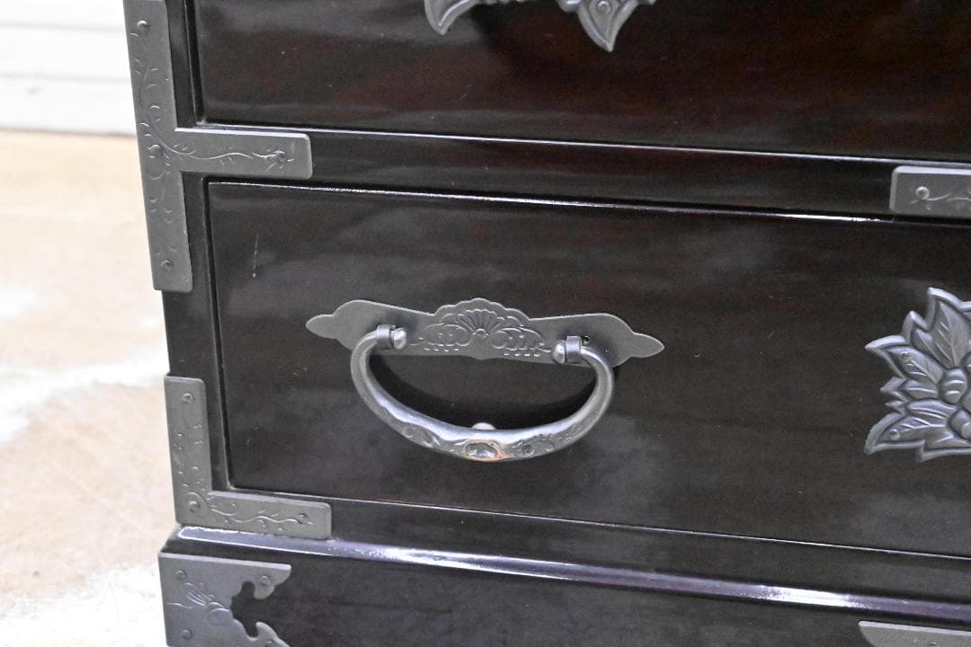 NH19 超美品 最高級 欅産業 仙台箪笥 宮城県推奨品 漆塗り小引出 船箪笥