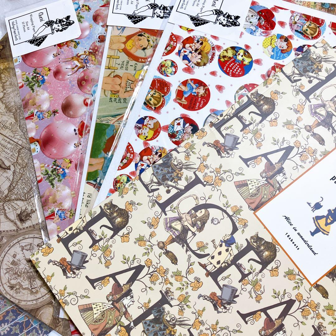 【80サイズ】デザぺ紙もの大量詰め合わせコラージュ素材 メモ シール