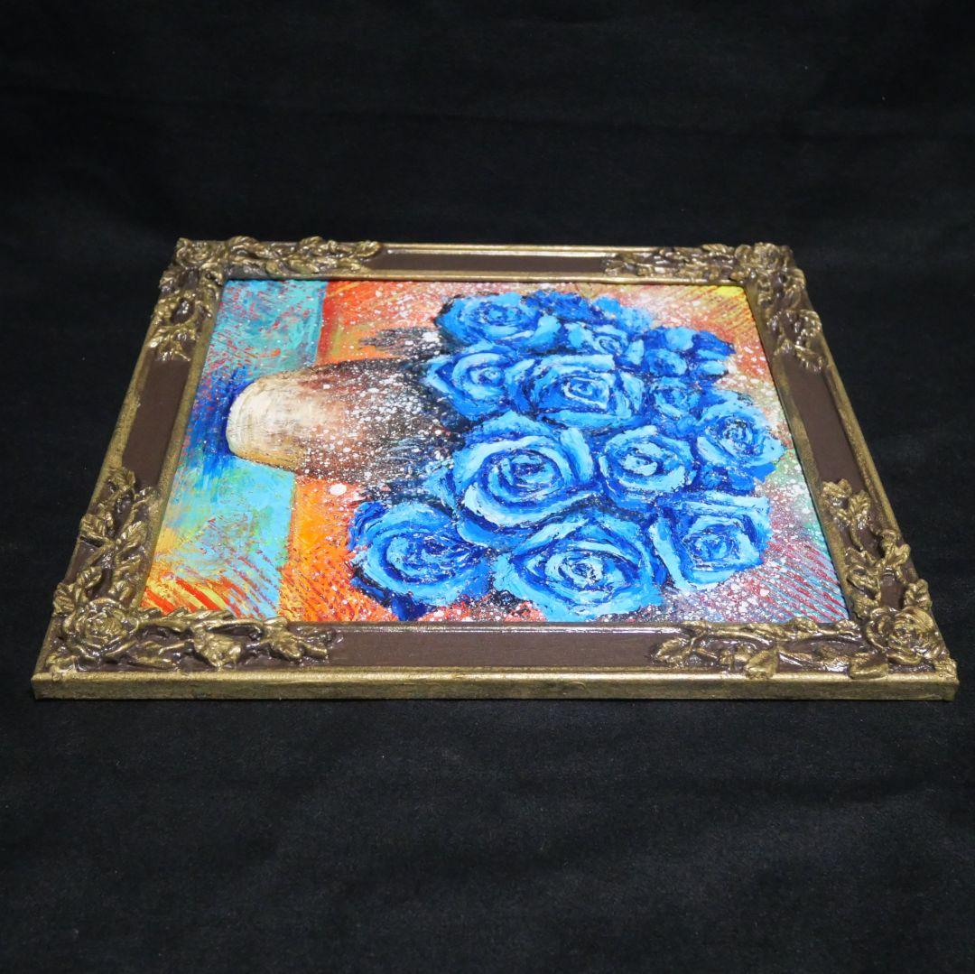 油絵 油彩 油彩画 絵 絵画【青い薔薇】