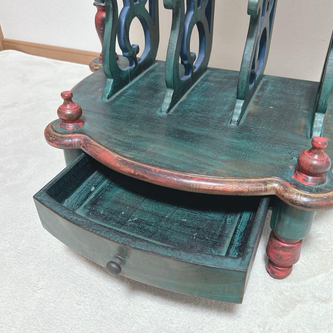 希少 英国 19世紀 彩飾ラック付 サイドテーブル 彫刻 19世紀〜1950s