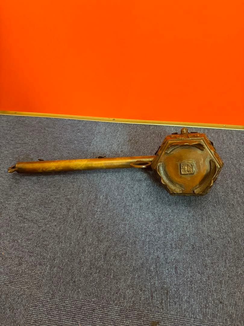 1624 中国美術　唐物　古玩　唐銅　瓢箪から駒図大矢立香炉　大明宣徳　時代物