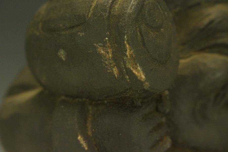 古銅 木彫刻写 大黒 像 高26.7cm(A366)