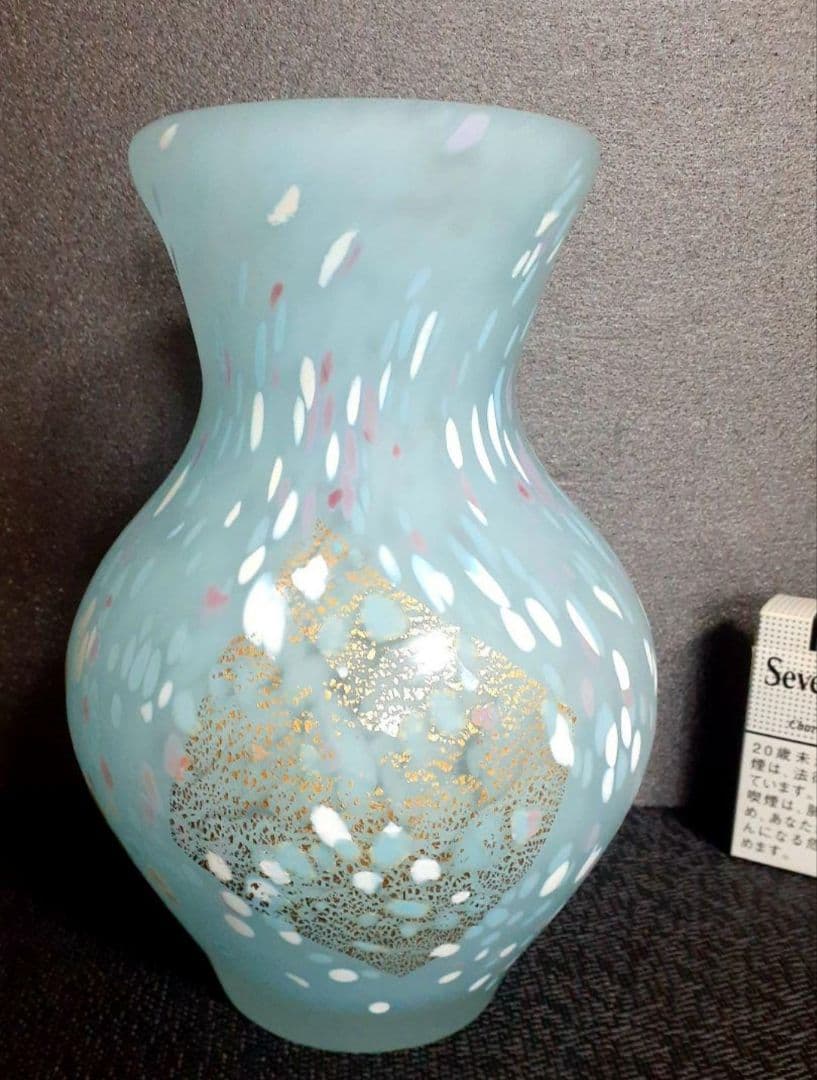 【真作保証❗️】文化勲章受章作家　ガラス工芸界重鎮【藤田喬平】作　手吹金彩花瓶