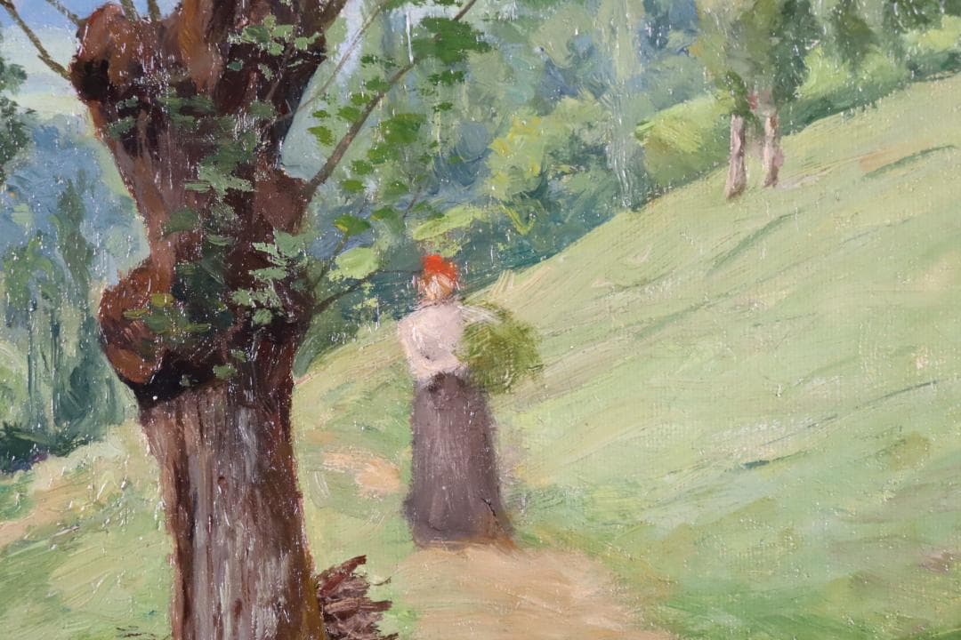 真作保証 19世紀古画 Charles-HenriQuinet 風景画油彩10号