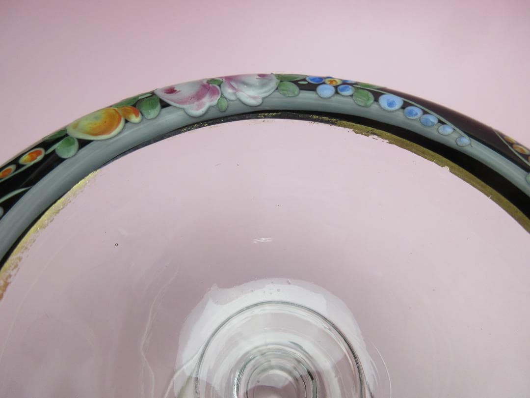 ビンテージ プレート付き 花模様 デザートグラス 70905