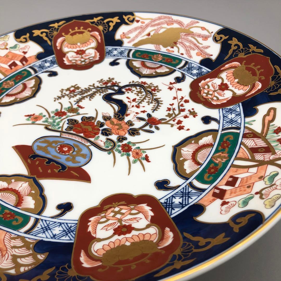 秀峰白磁金彩色鳳凰文様有田焼飾り皿プレート特大40cm