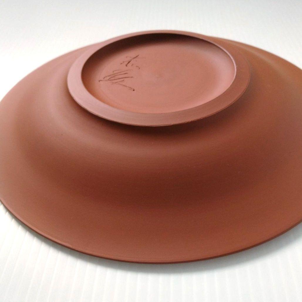 希少 佐渡 無名異焼 人間国宝 伊藤赤水 窯変 皿 大皿 工芸品 21,5cm