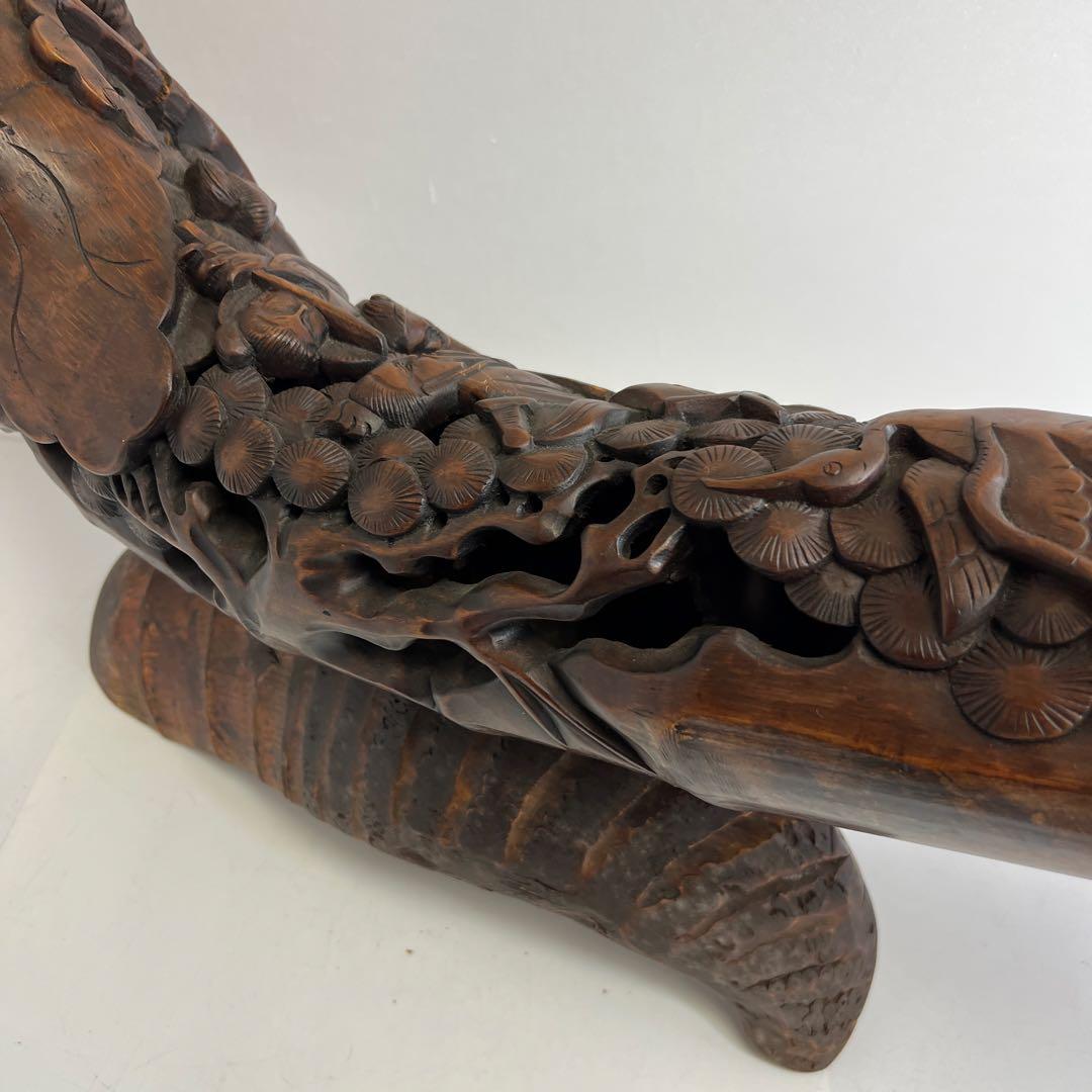 竹製　特大透かし人物置物　幅約76㎝/最大高さ約42㎝東Y8-0128④トコト