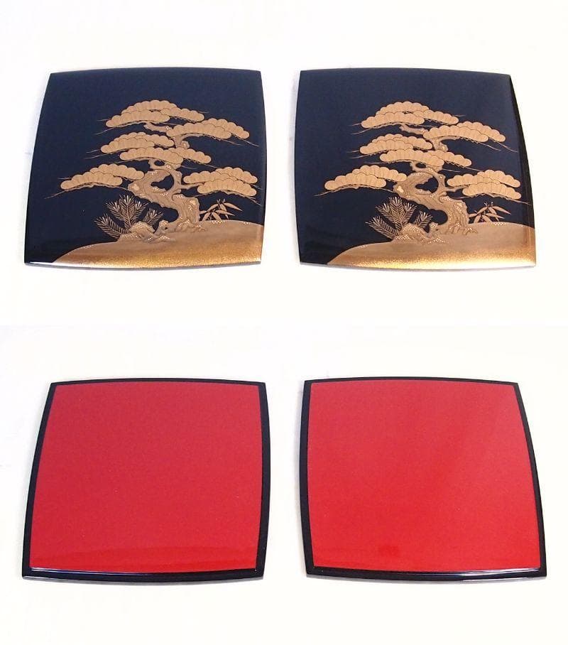 【最高級・極美品】輪島塗 漆芸/堀忠 山水蒔絵 四段重箱 台付き お重/弁当箱