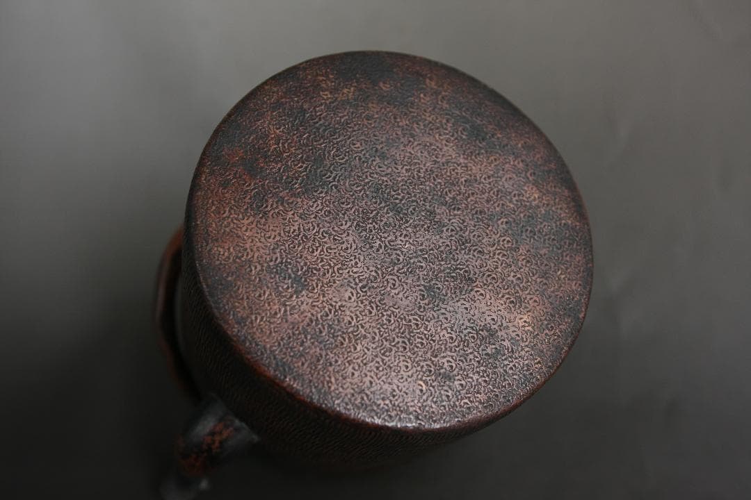 希少　槌目加工、打ち出し紋様入り銅製ヤカン　茶道　薬缶　やかん