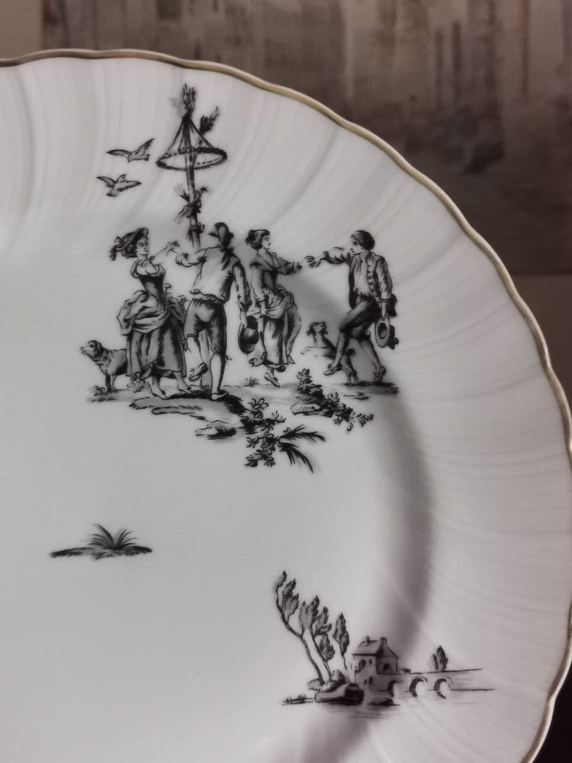 最終1枚☘ヴィンテージ リモージュ ベルナルド トワルドジュイ柄ウェーブφ25㎝