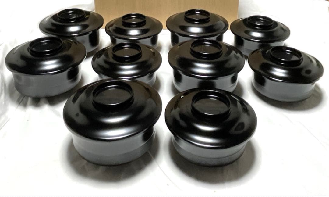 蒔絵師　田中煌又造　真塗四つ椀　５客　煌又（幸衍) 作者共箱　茶事　初釜