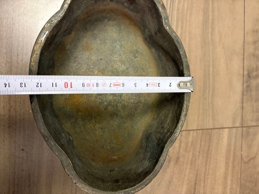 銅器　小振り　水盤　砂鉢　華道　花器　煎茶道具　茶室　花鳥図 古銅製 時代物