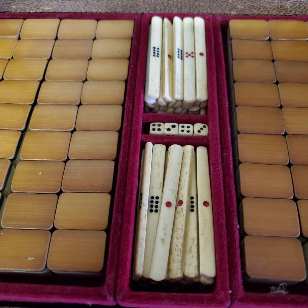 当時物 麻雀 パイ セット 雀 雀荘 背竹牌 昭和 レトロ 骨董 セット